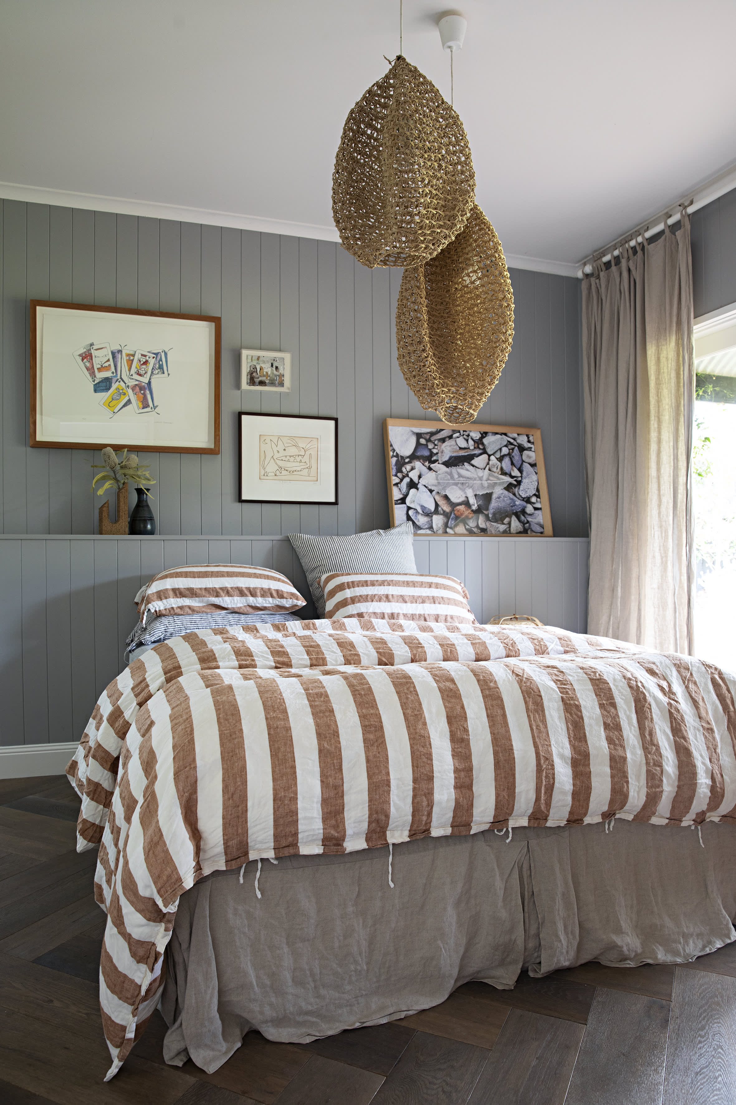 Gray wall outlet bedroom